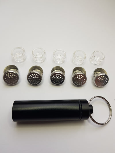 5 x Glass Capsules & Caddy