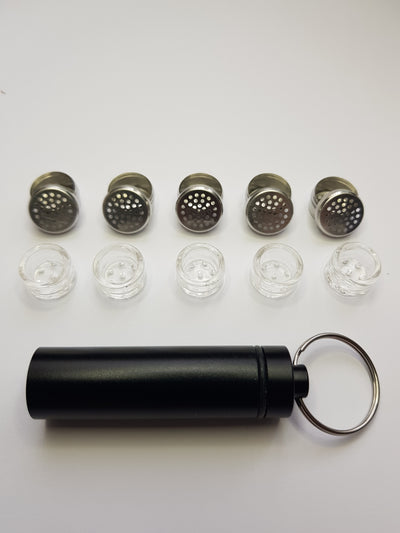 5 x Glass Capsules & Caddy