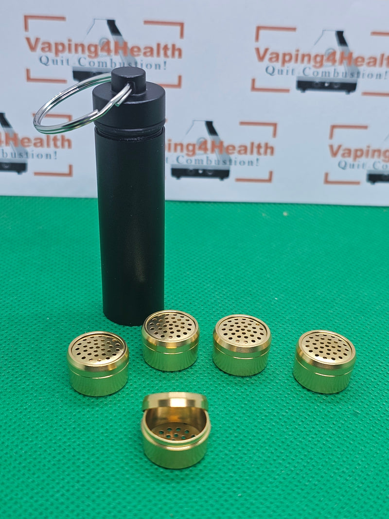 5 GOLD PLATED DOSING CAPSULES and CADDY for MIGHTY VENTY CRAFTY VEAZY